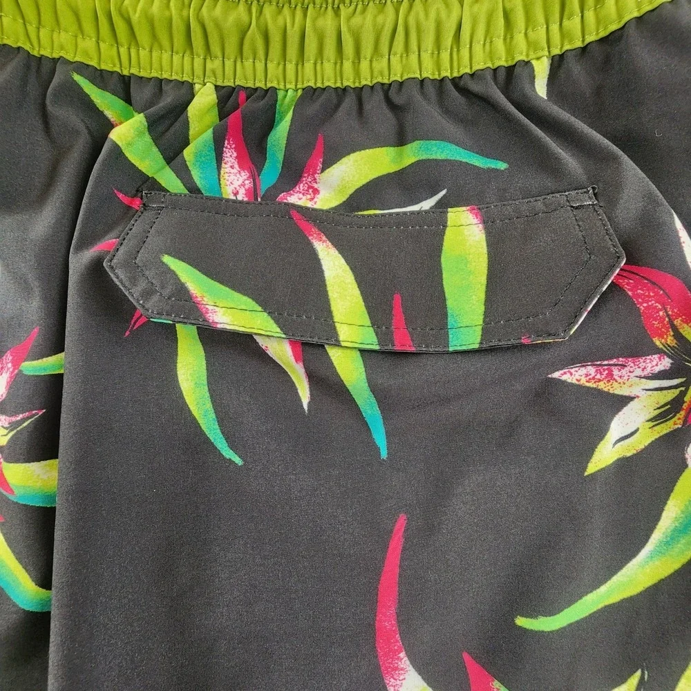 Hot Coals Mens XL Black Floral Board Shorts Swim Trunks Tropical